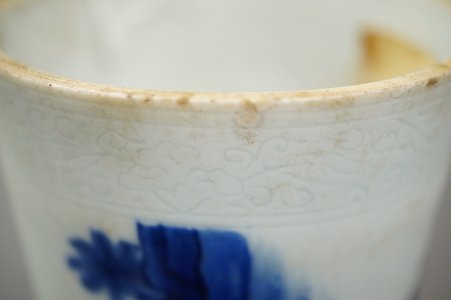 A Chinese Transitional blue and white brushpot, bitong, Chongzhen period (1627-44)
